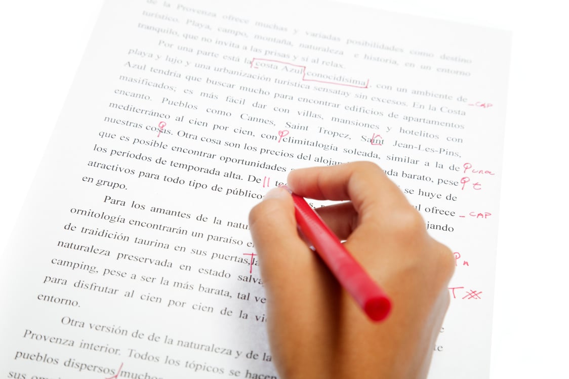 Proofreading services, Spanish text